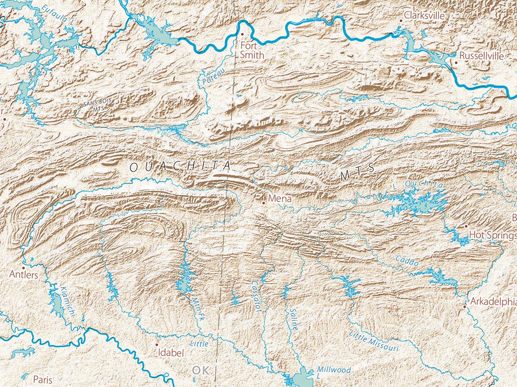 Landforms of the Lower Mississippi Valley Fine Art Print Map
