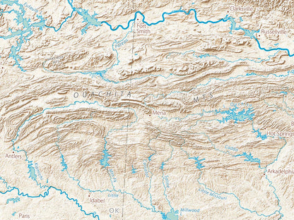 Landforms of the Lower Mississippi Valley Fine Art Print Map