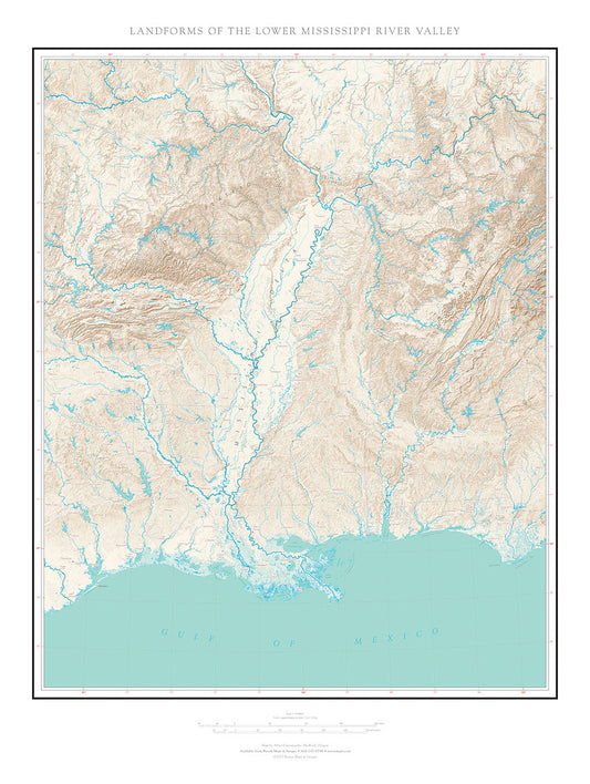 Landforms of the Lower Mississippi Valley Fine Art Print Map