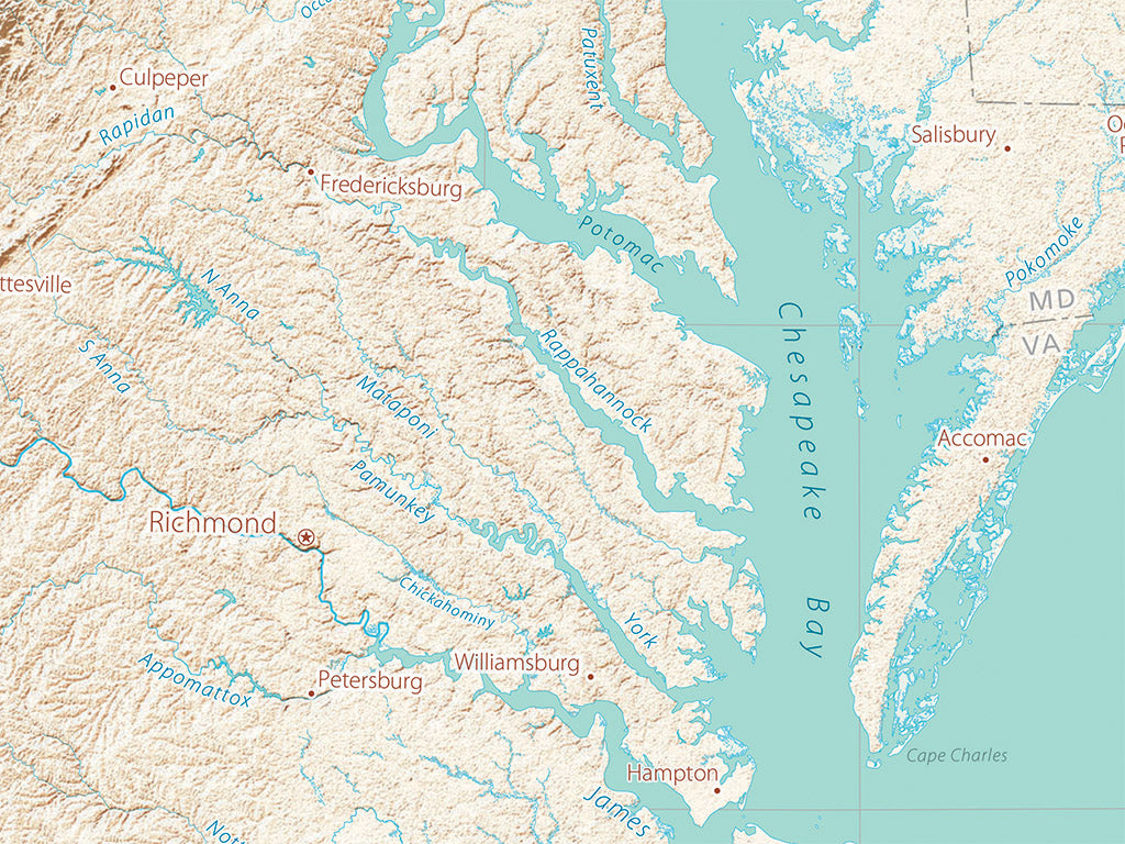 Landforms of the Mid-Atlantic Coast Fine Art Print Map