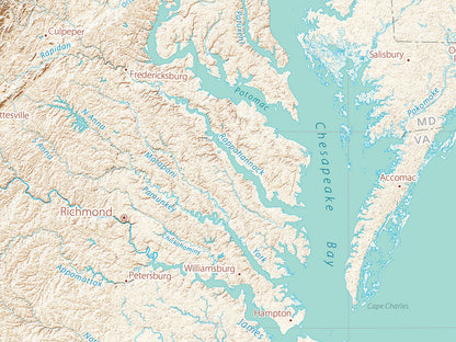Landforms of the Mid-Atlantic Coast Fine Art Print Map