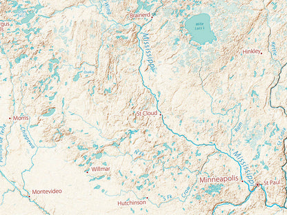 Landforms of the Northern Plains Fine Art Print Map