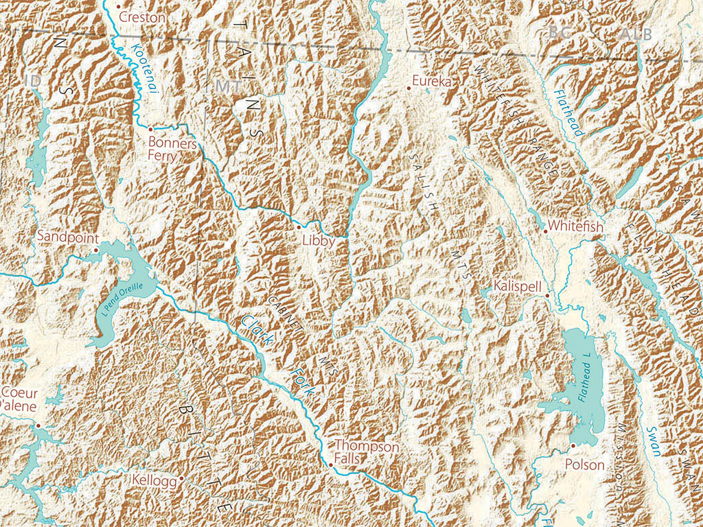 Landforms of the Northern Rockies Fine Art Print Map