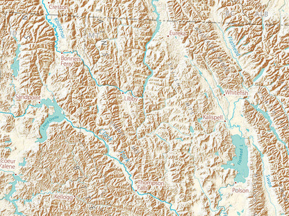Landforms of the Northern Rockies Fine Art Print Map