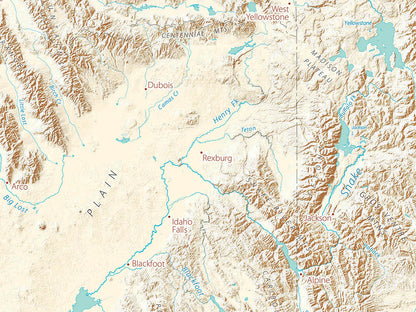 Landforms of the Northern Rockies Fine Art Print Map