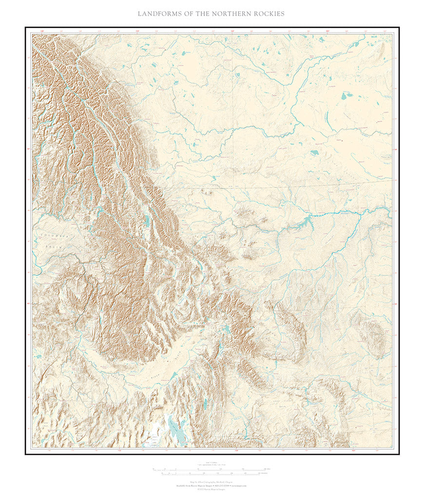 Landforms of the Northern Rockies Fine Art Print Map