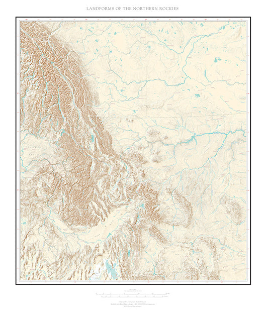 Landforms of the Northern Rockies Fine Art Print Map