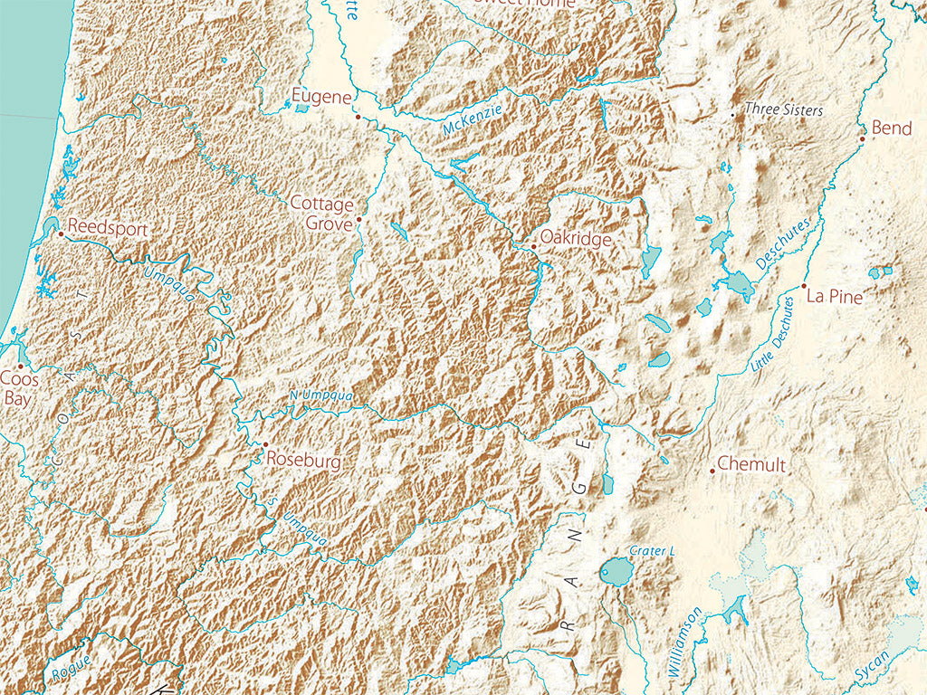 Landforms of the Pacific Northwest Fine Art Print Map