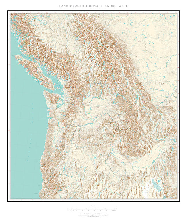 Landforms of the Pacific Northwest Fine Art Print Map
