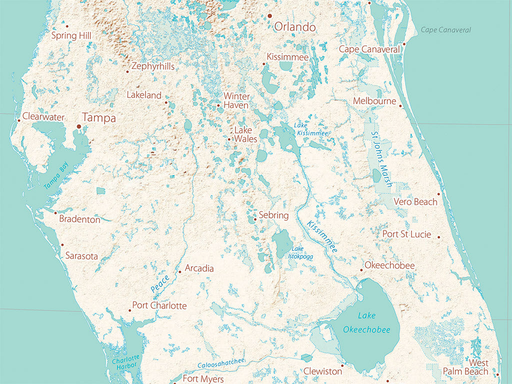 Landforms of the South Atlantic States Fine Art Print Map