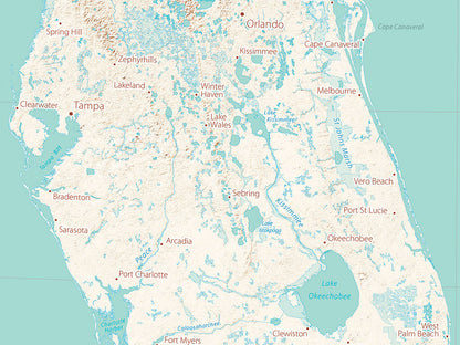 Landforms of the South Atlantic States Fine Art Print Map