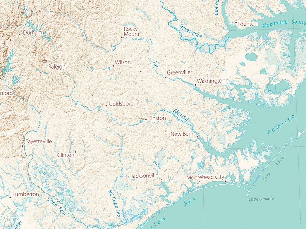 Landforms of the South Atlantic States Fine Art Print Map