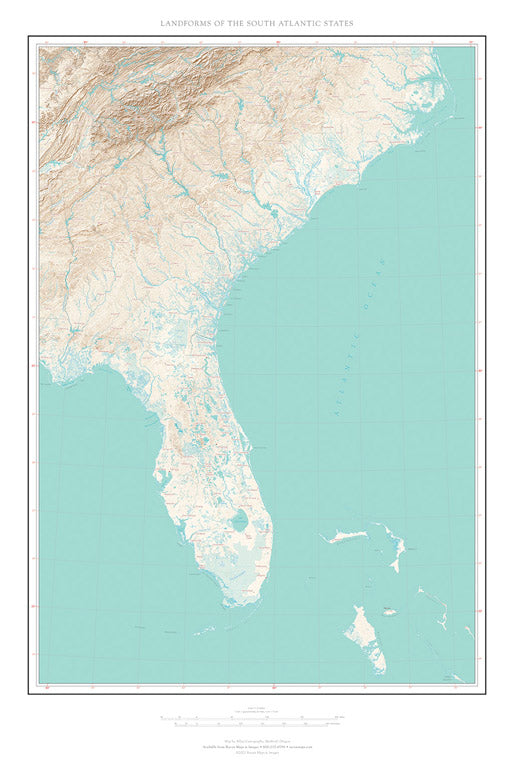 Landforms of the South Atlantic States Fine Art Print Map