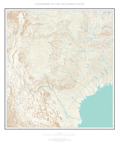 Landforms of the Southern Plains Fine Art Print Map