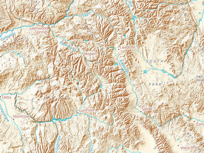 Landforms of the Southern Rockies Fine Art Print Map