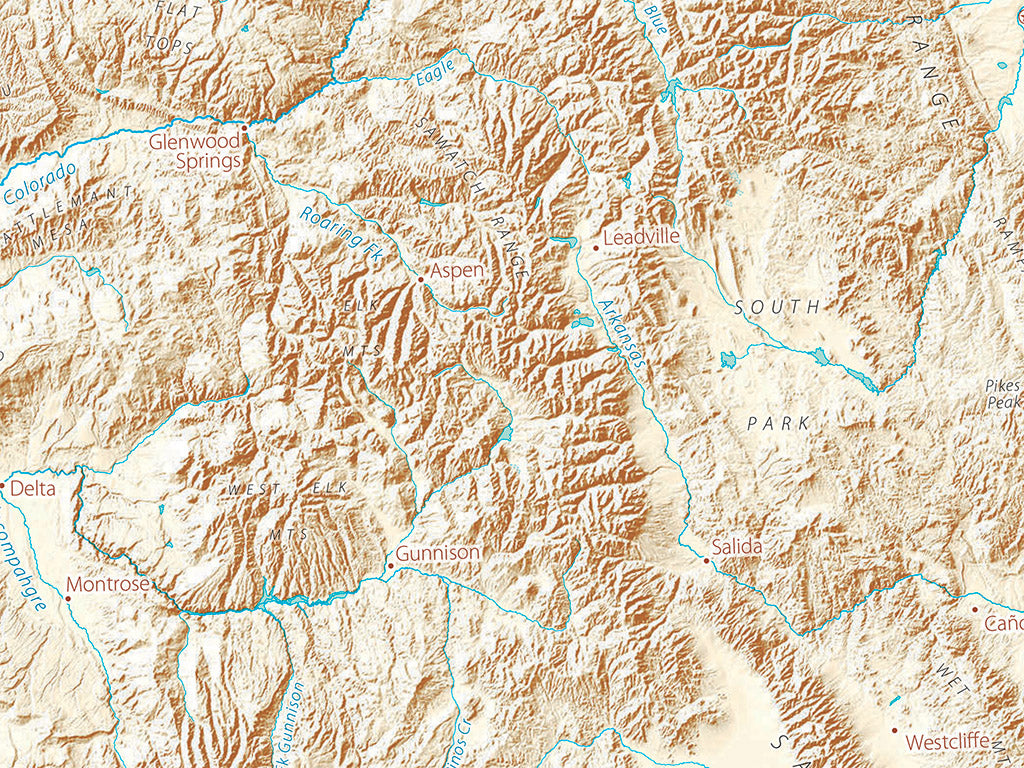 Landforms of the Southern Rockies Fine Art Print Map