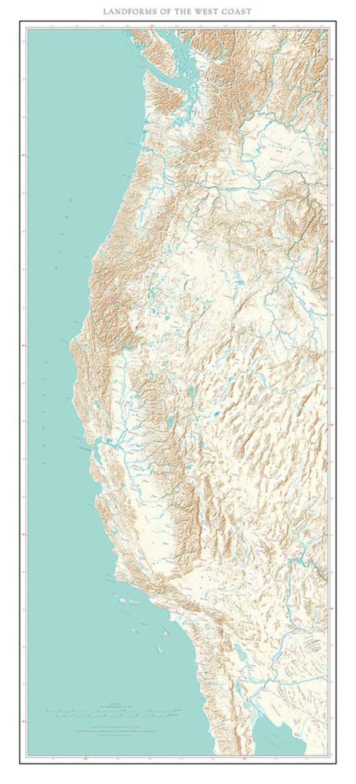 Landforms of the West Coast Fine Art Print Map