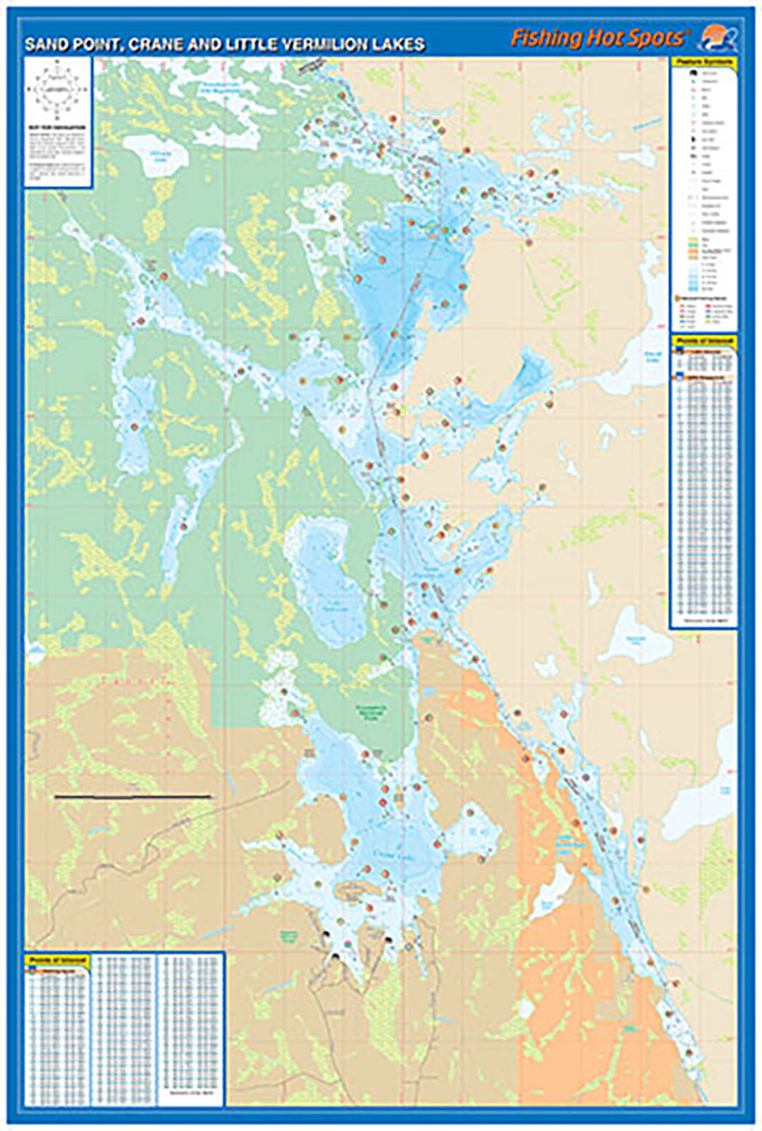 M392 - Sand Point, Crane, and Little Vermilion Lakes Fishing Wall Map