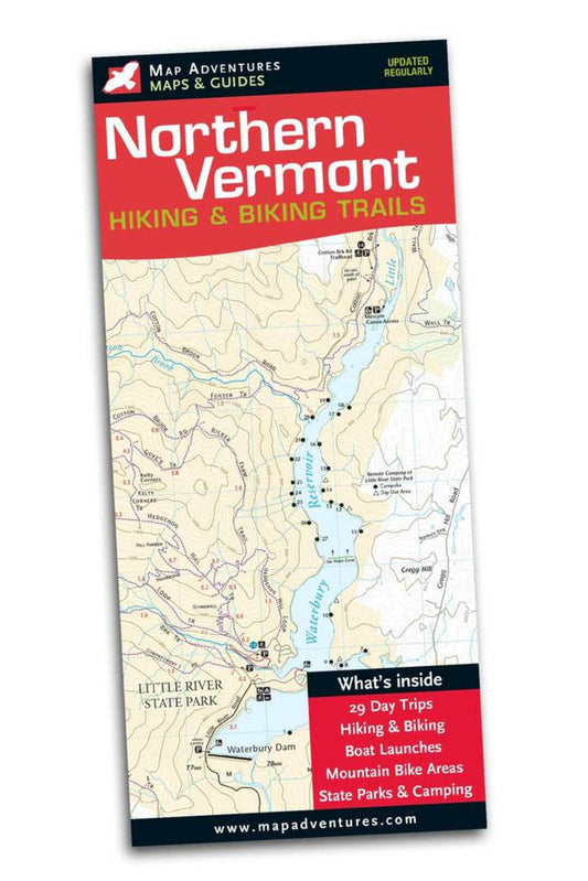 Northern Vermont Hiking Trails Waterproof Topographic Map and Guide