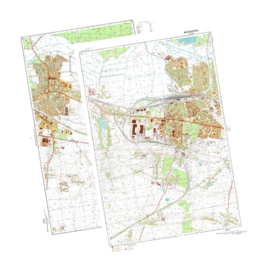 Maladzyechna (Belarus) 2-Sheet Set - Soviet Military City Plans