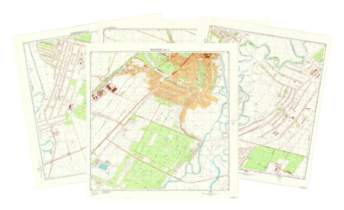 Melitopol (Ukraine) 4-Sheet Map Set - Soviet Military City Plans