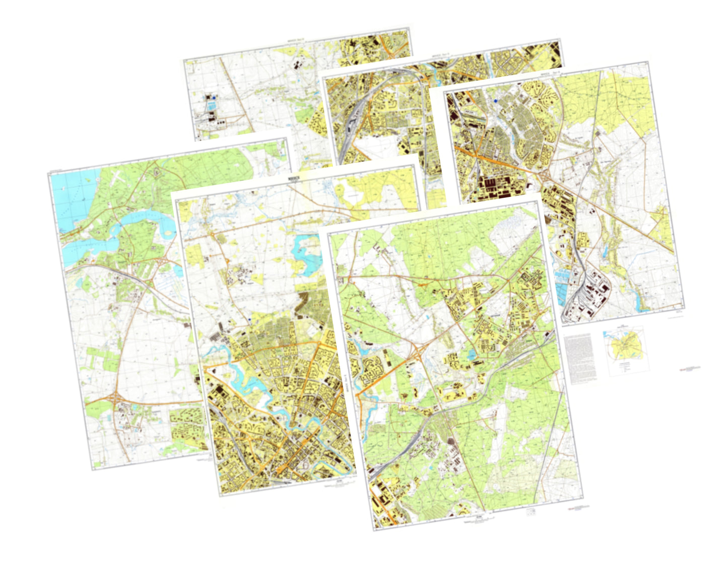 Minsk (Belarus) 6-Sheet Map Set - Soviet Military City Plans