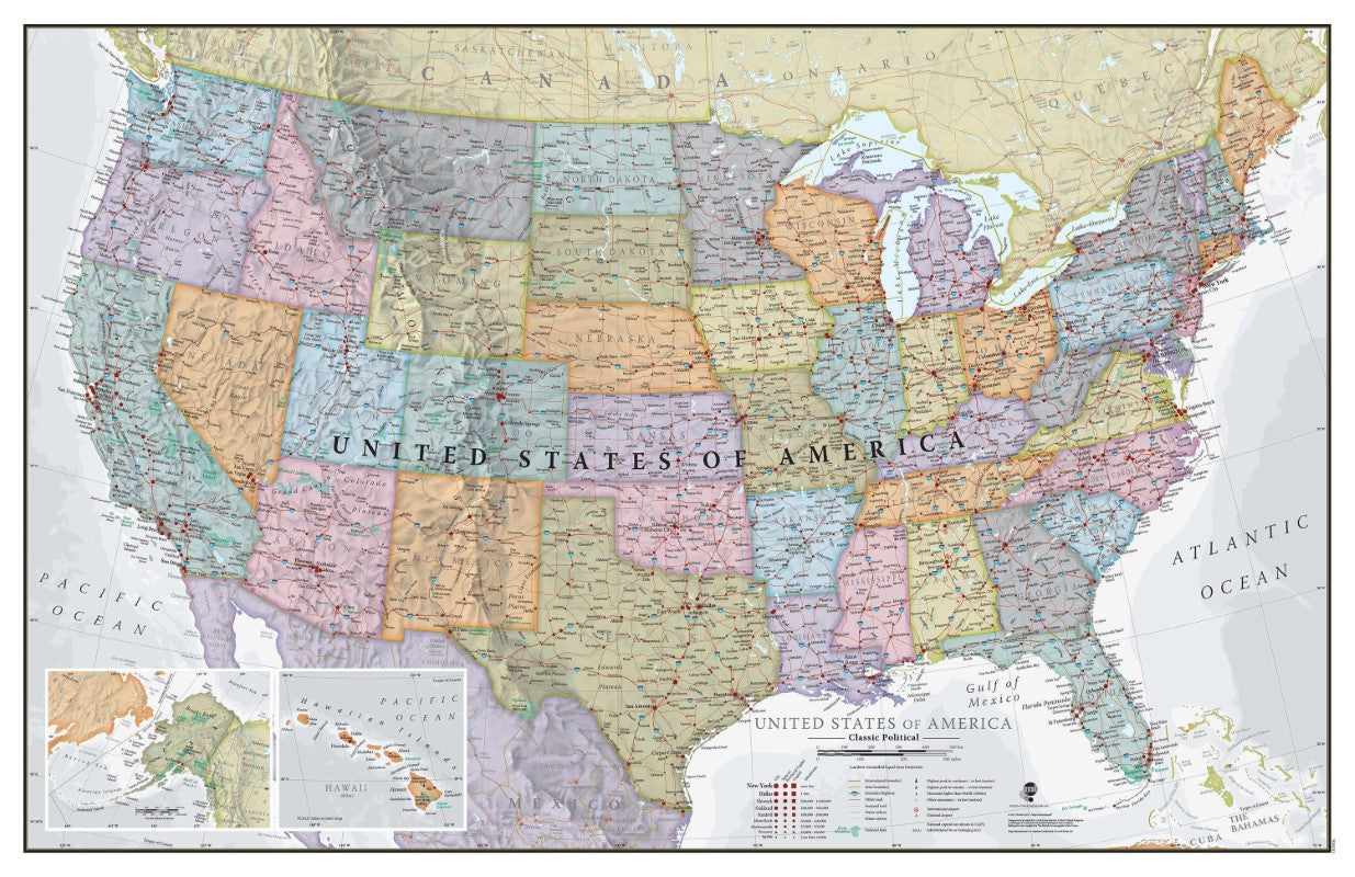 Classic USA Map - Huge