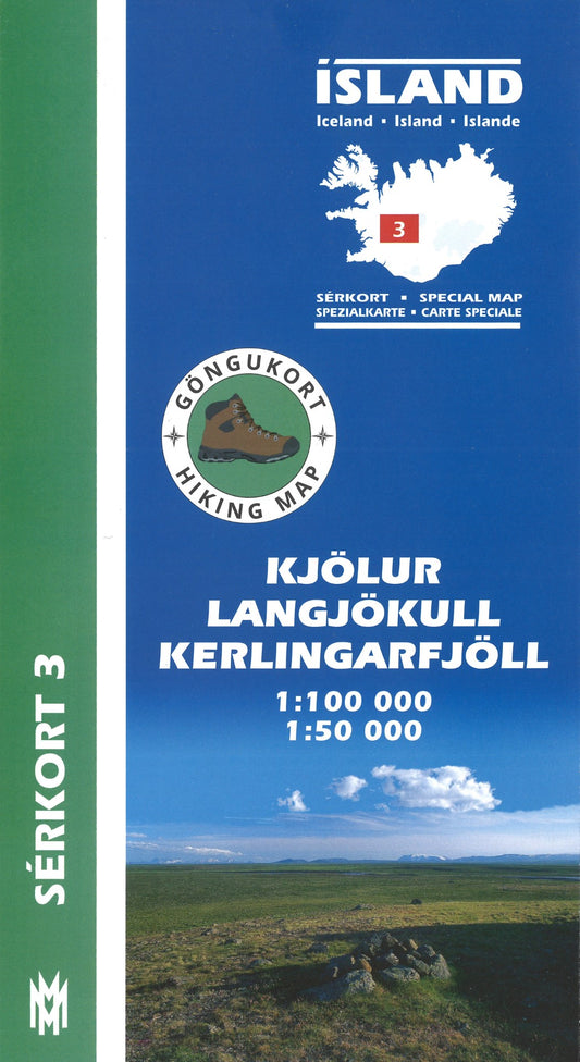 Kjölur, Langjökull, Kerlingarfjöll hiking map