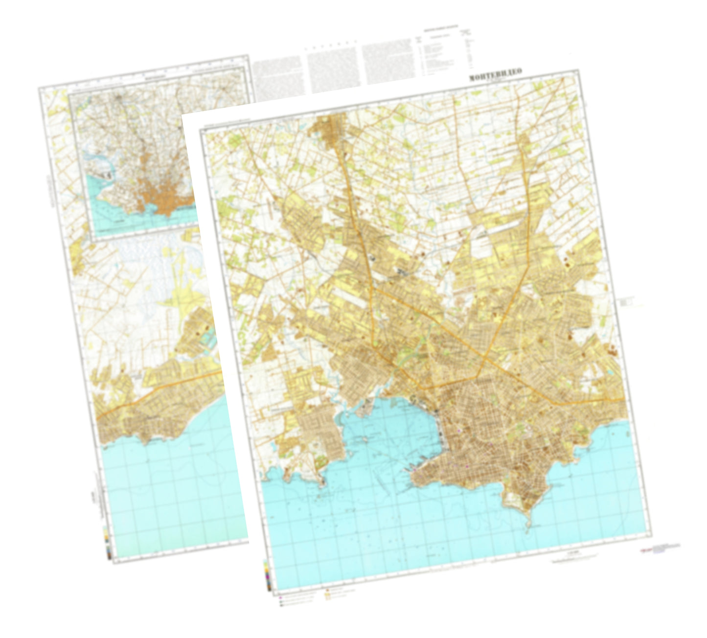 Montevideo (Uruguay) 2-Sheet Set - Soviet Military City Plans