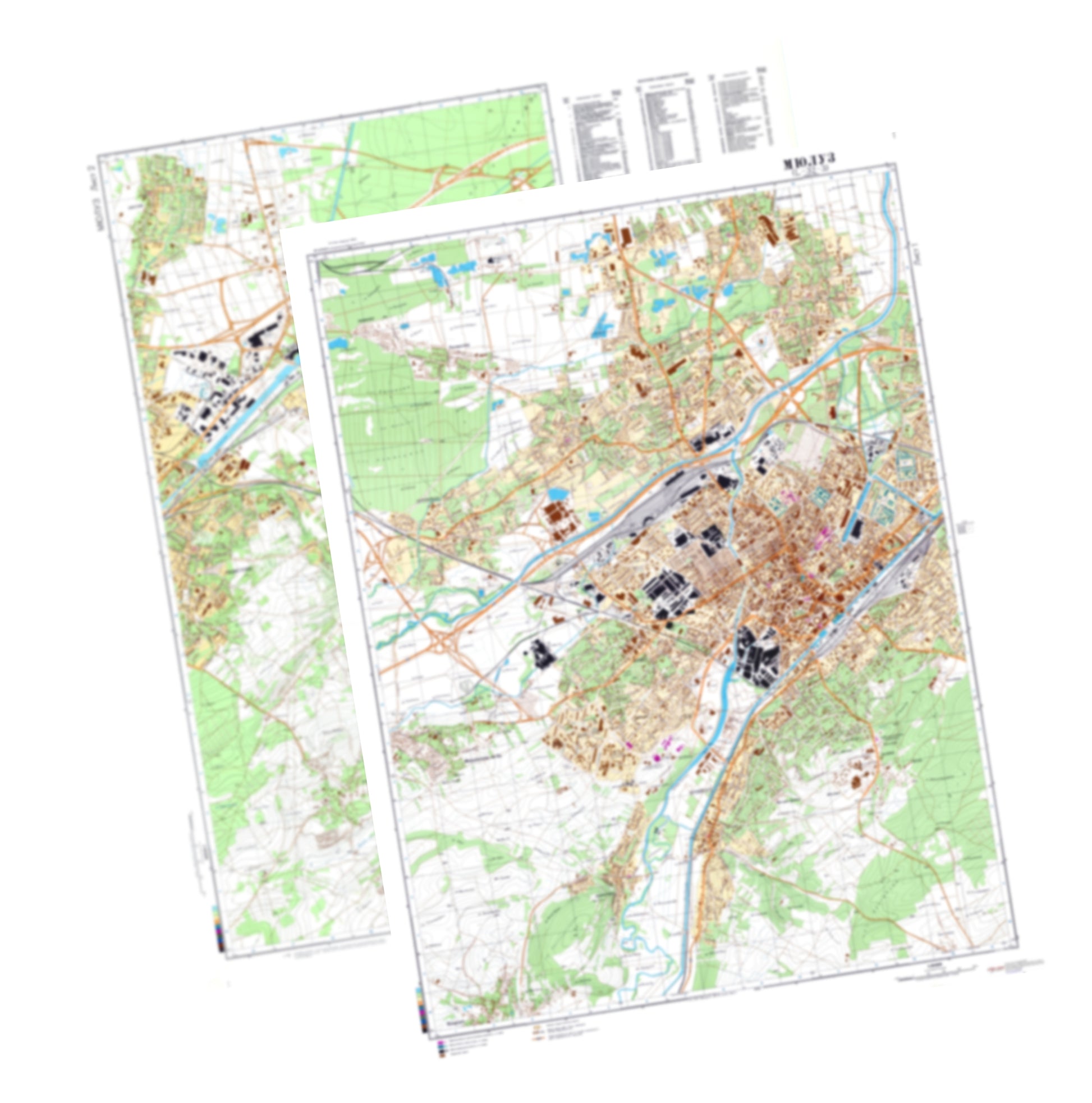 Mulhouse (France) 2-Sheet Set - Soviet Military City Plans