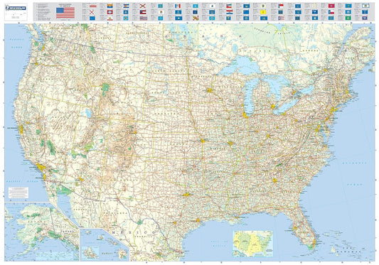 USA Road Laminated Wall Map