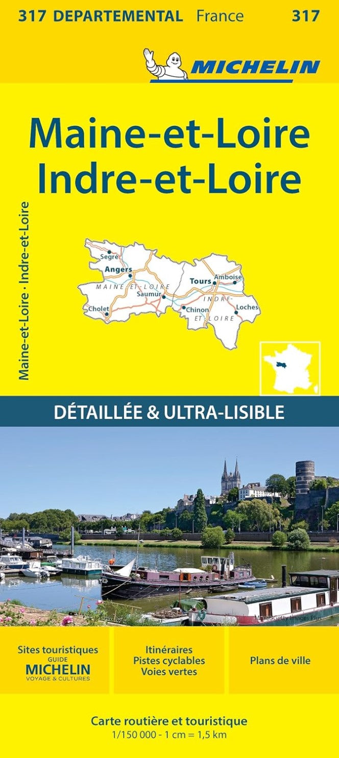 Indre-et-Loire, Maine-et-Loire Carte Routière et Touristique (Road and Tourist Map - Bilingual Edition)