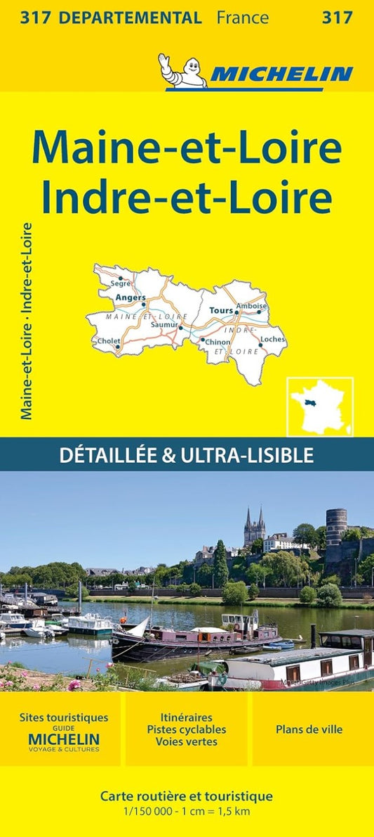Indre-et-Loire, Maine-et-Loire Carte Routière et Touristique (Road and Tourist Map - Bilingual Edition)