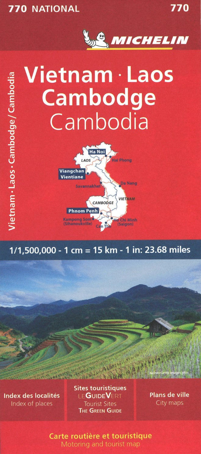 Vietnam, Laos, Cambodia: road and tourist map