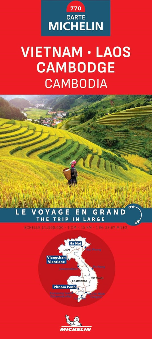 Vietnam, Laos, Cambodia: road and tourist map