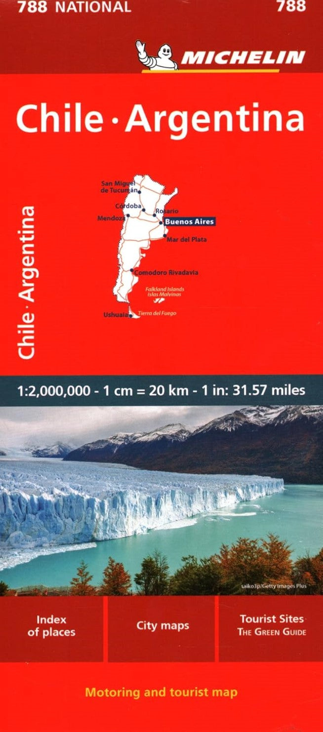 Chile, Argentina, Motoring & Tourist Map