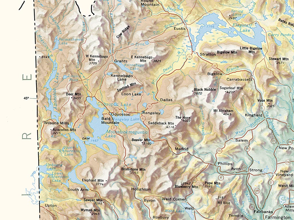 Maine Elevation Tints Fine Art Print Map