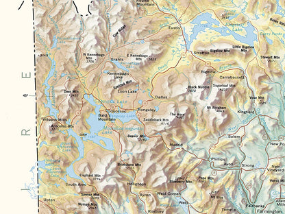 Maine Elevation Tints Fine Art Print Map