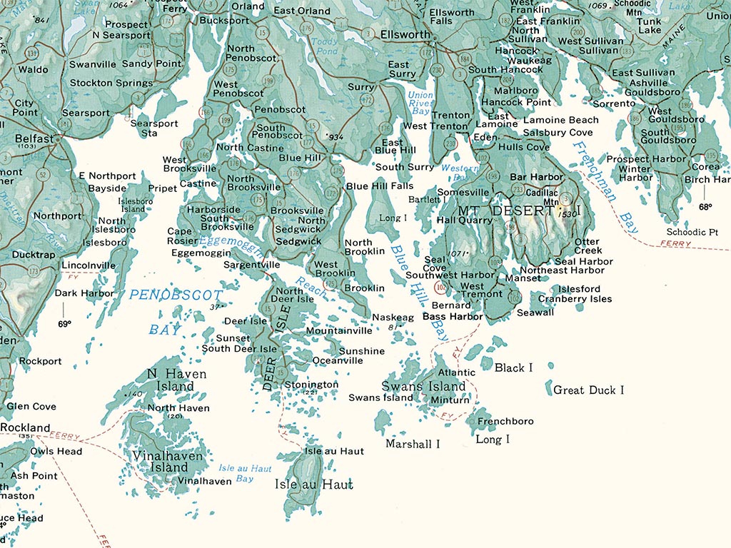 Maine Elevation Tints Fine Art Print Map