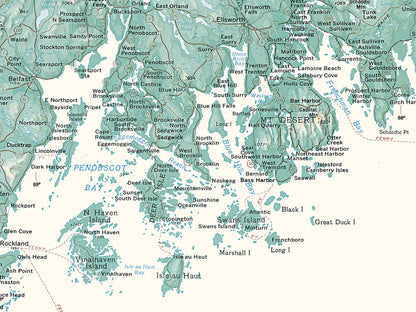 Maine Elevation Tints Fine Art Print Map
