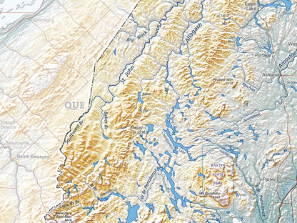 Maine in Context Elevation Tints Fine Art Print Map