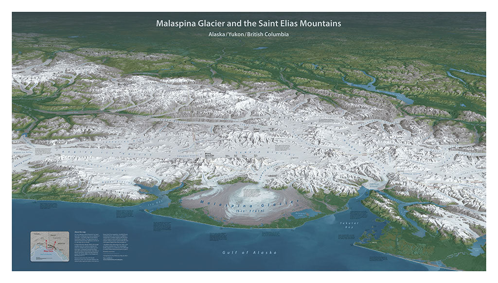 Malaspina Glacier and the Saint Elias Mountains - Imperial - Laminated