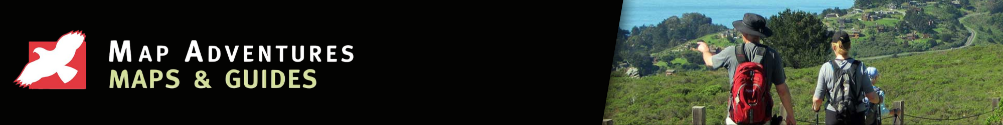 Map Adventures Maps & Guides logo with two hikers in a field.