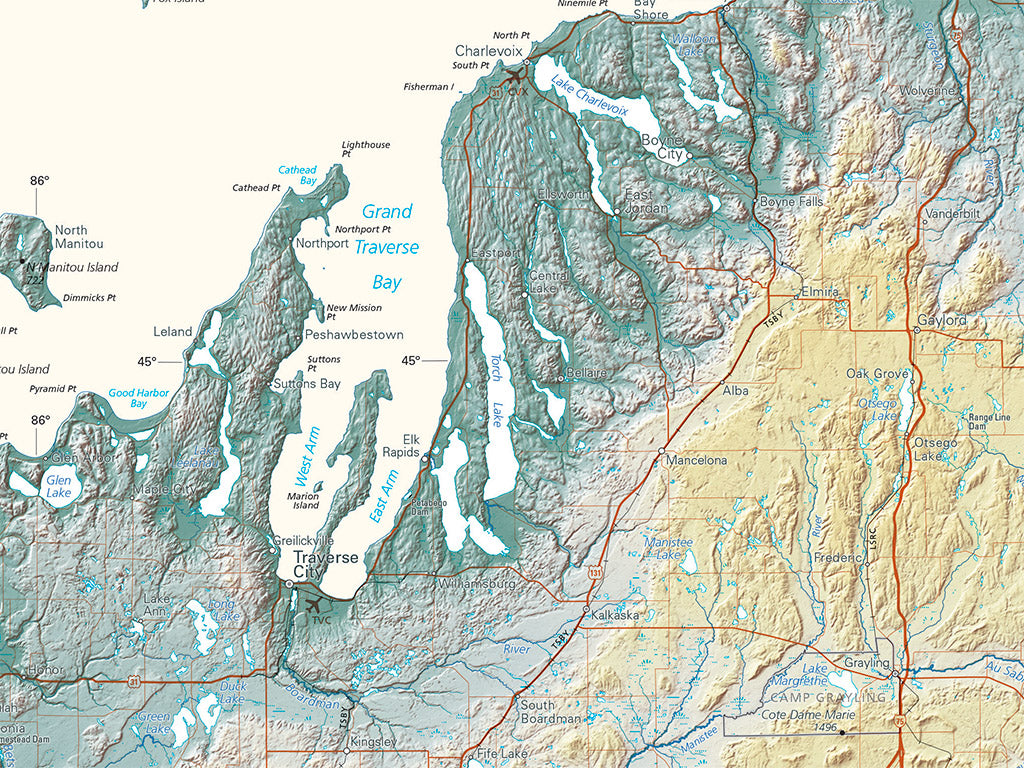 Michigan Elevation Tints Fine Art Print Map
