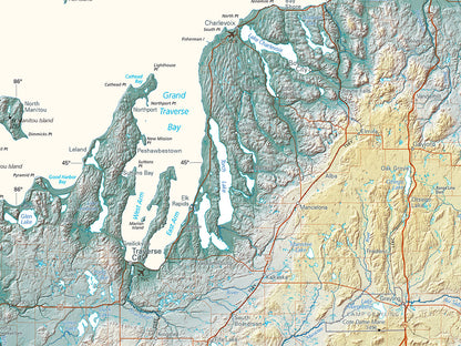 Michigan Elevation Tints Fine Art Print Map