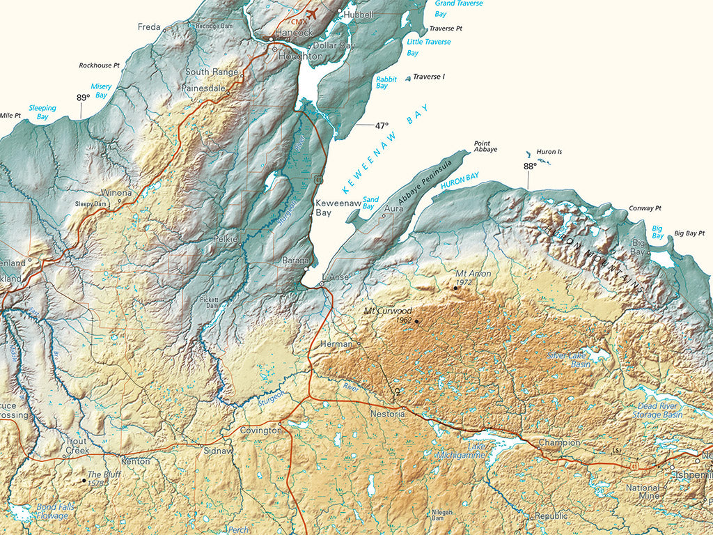 Michigan Elevation Tints Fine Art Print Map