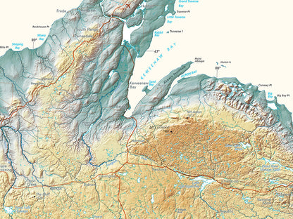 Michigan Elevation Tints Fine Art Print Map