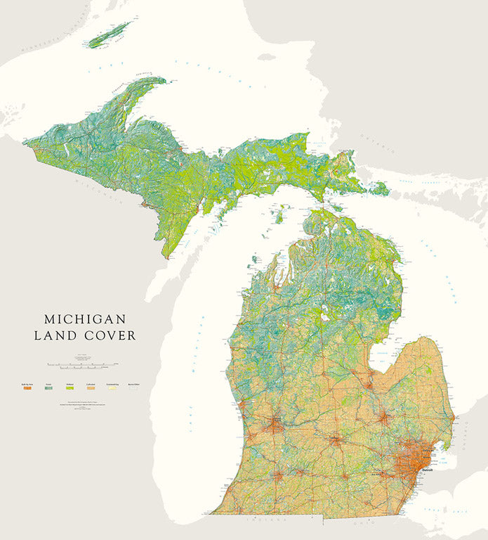 Michigan Land Cover Fine Art Print Map