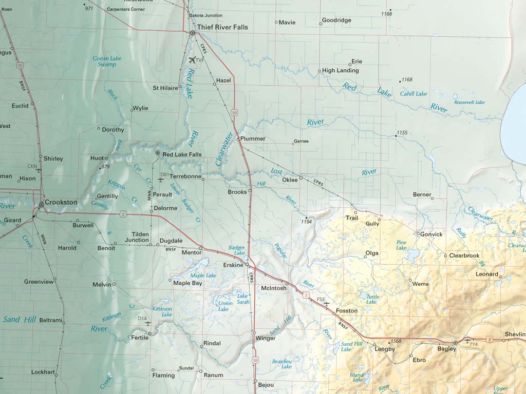 Minnesota Elevation Fine Art Print Map