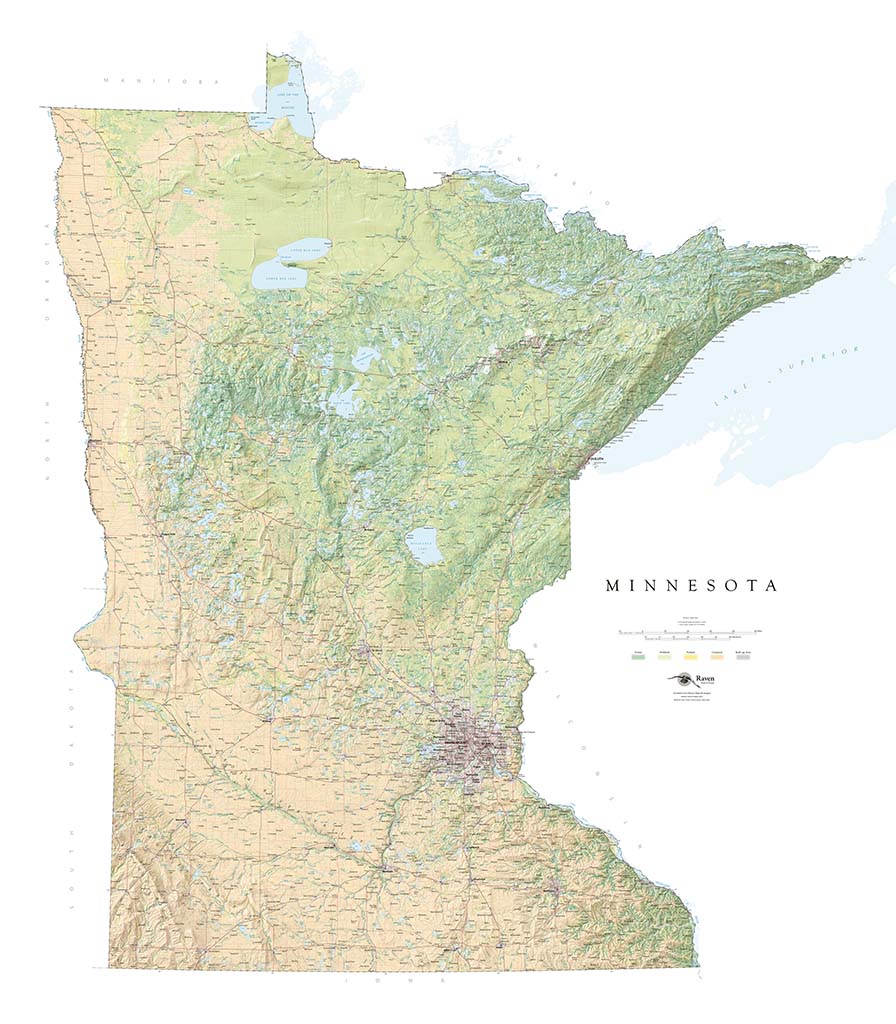 Minnesota - Land Cover Fine Art Print Map - Small